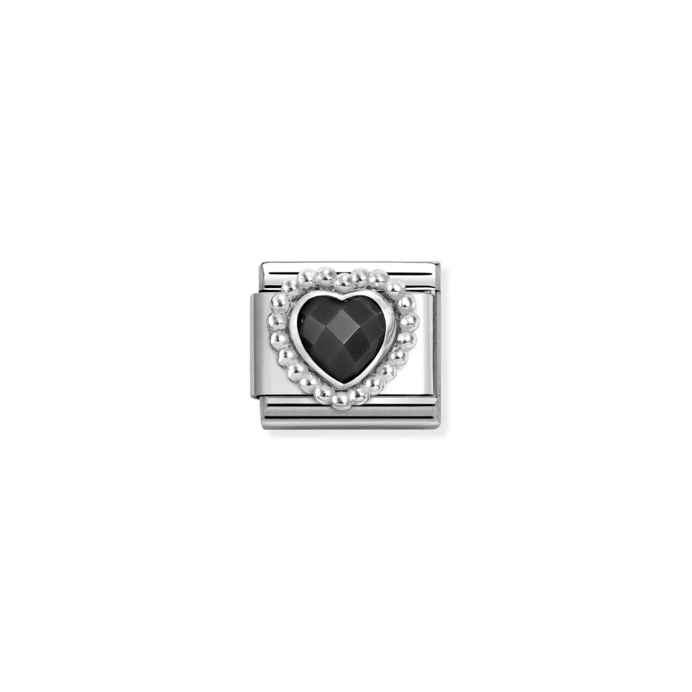 Nomination Silver and Black Composable Classic Love CZ Faceted, Steel with Rich Setting Heart Dots Charm Image