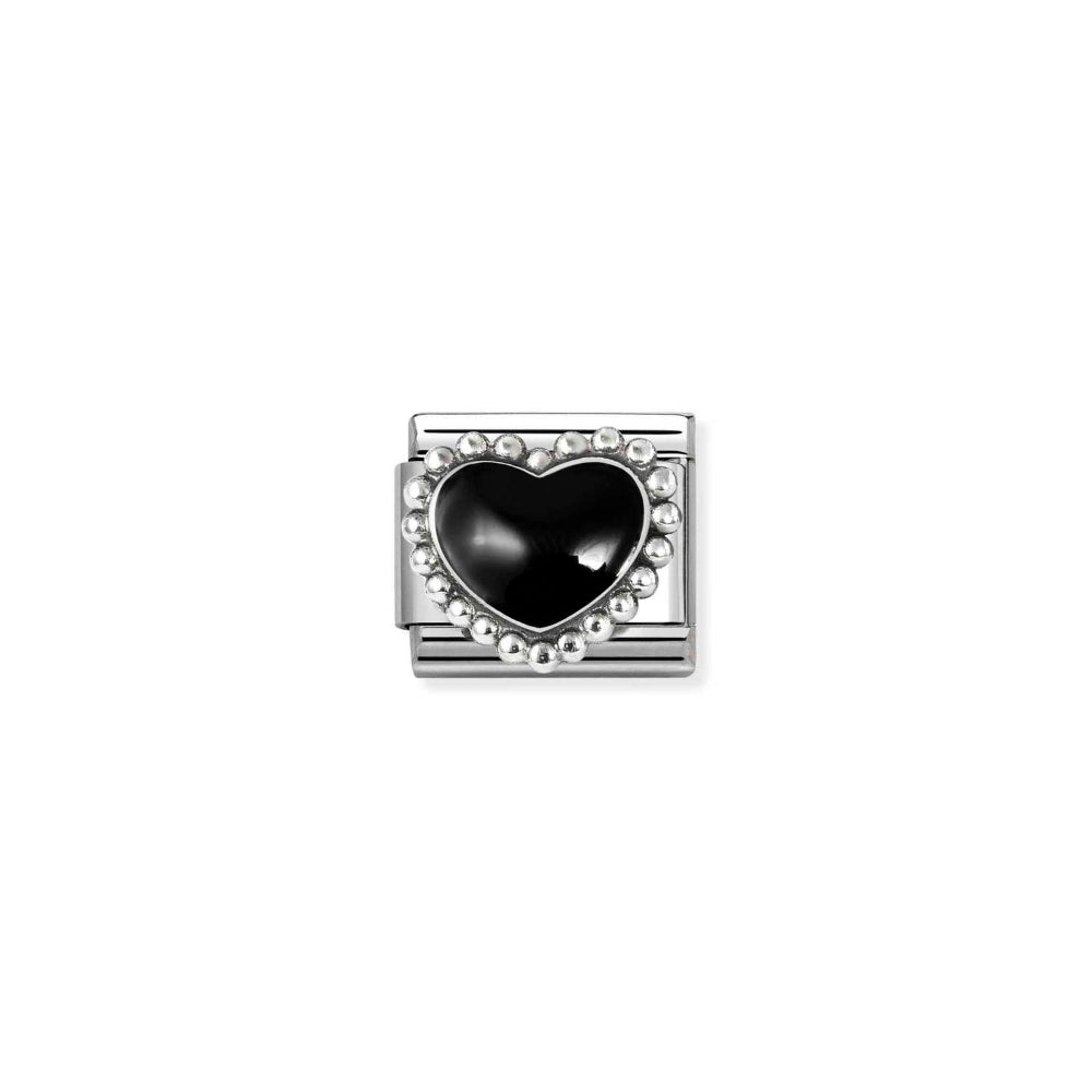 Nomination Silver and Black Composable Classic Symbols In Stainless Steel, Enamel and Raised Heart Charm Image