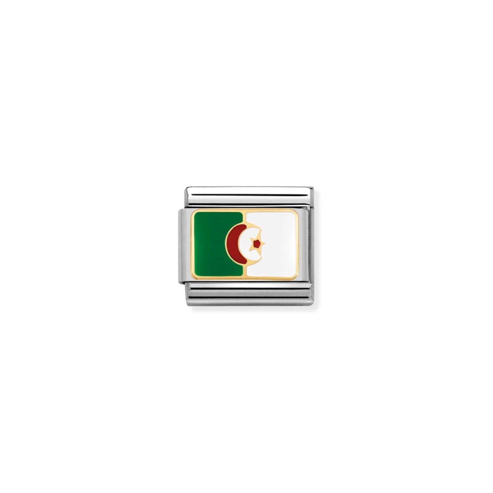 Nomination Silver and Gold Composable African Algeria Flag Charm Link image