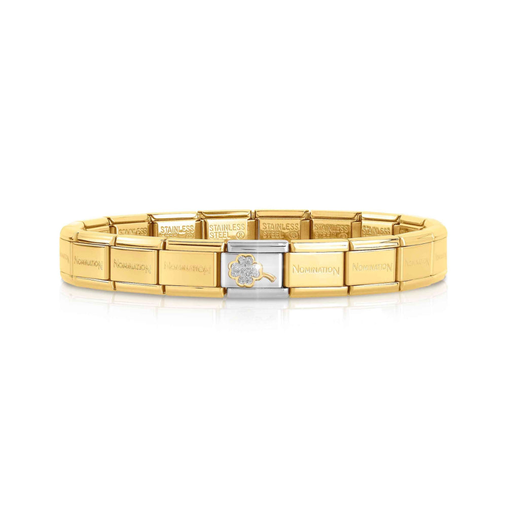 Nomination Silver and Gold Composable Classic Glitter Clover Bracelet image