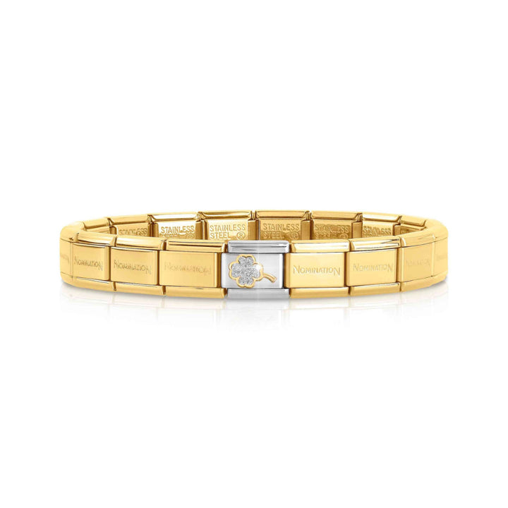 Nomination Silver and Gold Composable Classic Glitter Clover Bracelet image