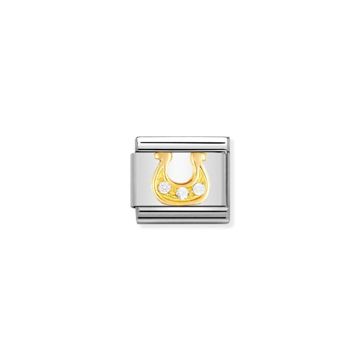Nomination Silver and Gold Composable Cubic Zirconia Danish Horseshoe with Stones Charm - MococoNomination030310/238033497074133Charms