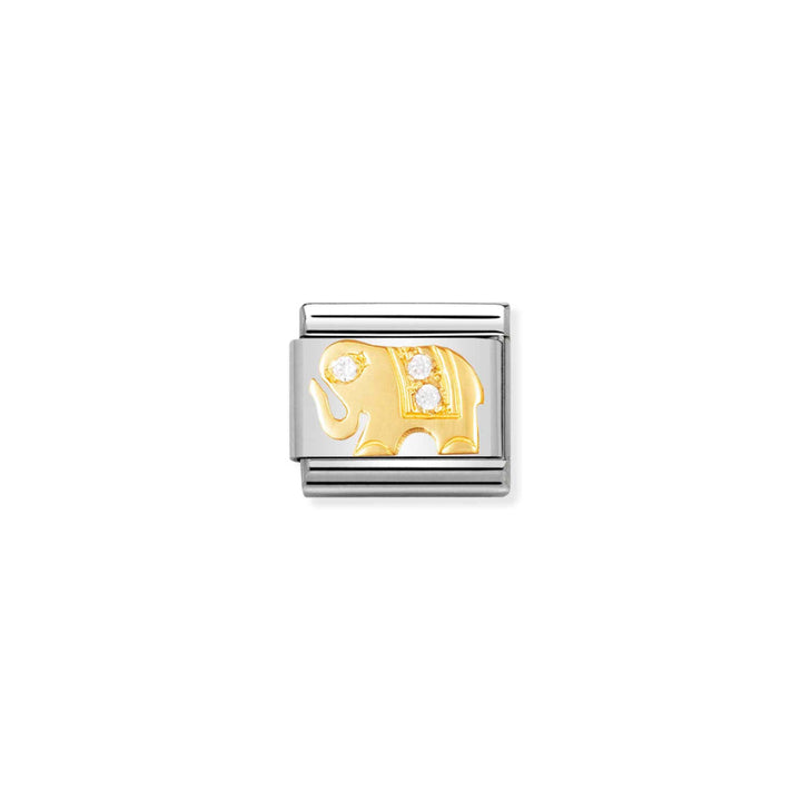Nomination Silver and Gold Composable Cubic Zirconia Elephant with Stones Charm Link image