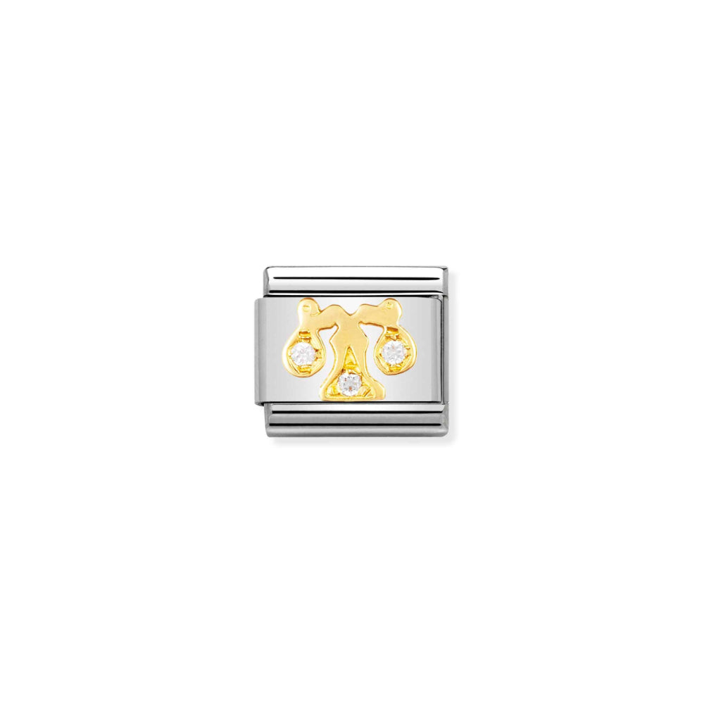 Nomination Silver and Gold Composable Cubic Zirconia Libra Symbol Stone Charm Link image