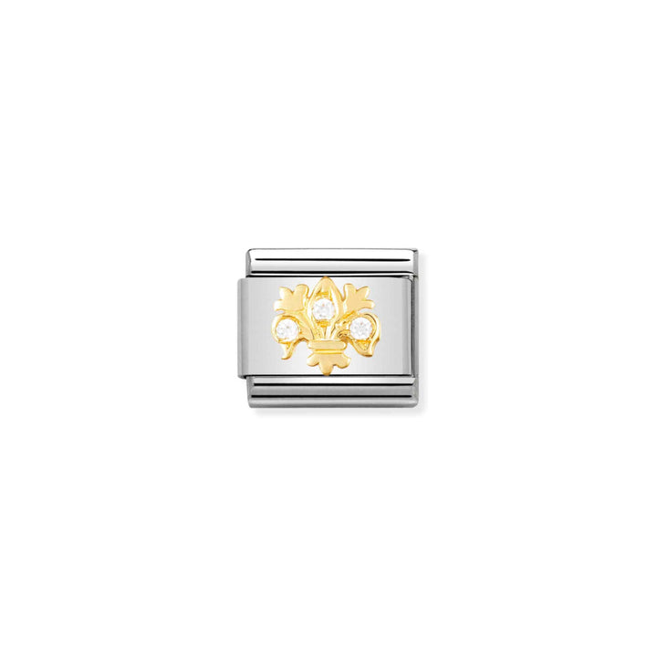 Nomination Silver and Gold Composable Cubic Zirconia Lily with Stones Charm Link image
