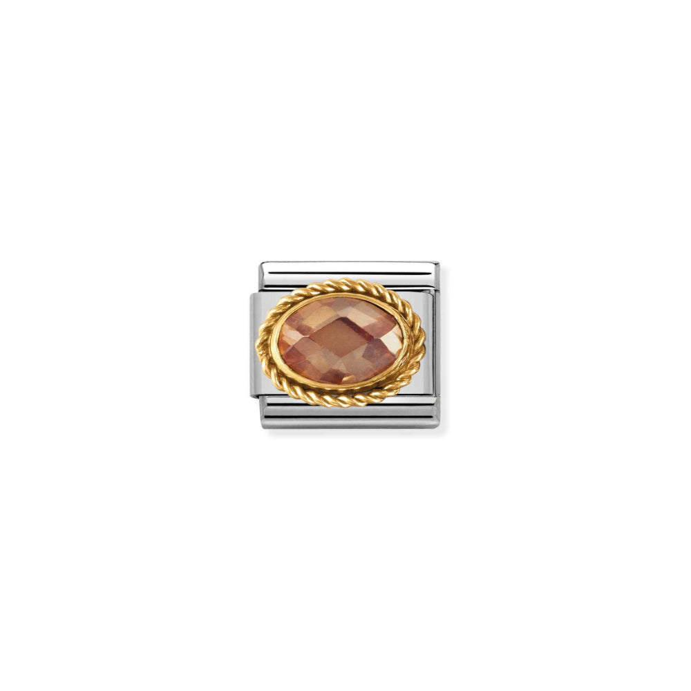 Nomination Silver and Gold Composable Cubic Zirconia Oval Stones Charm Link image