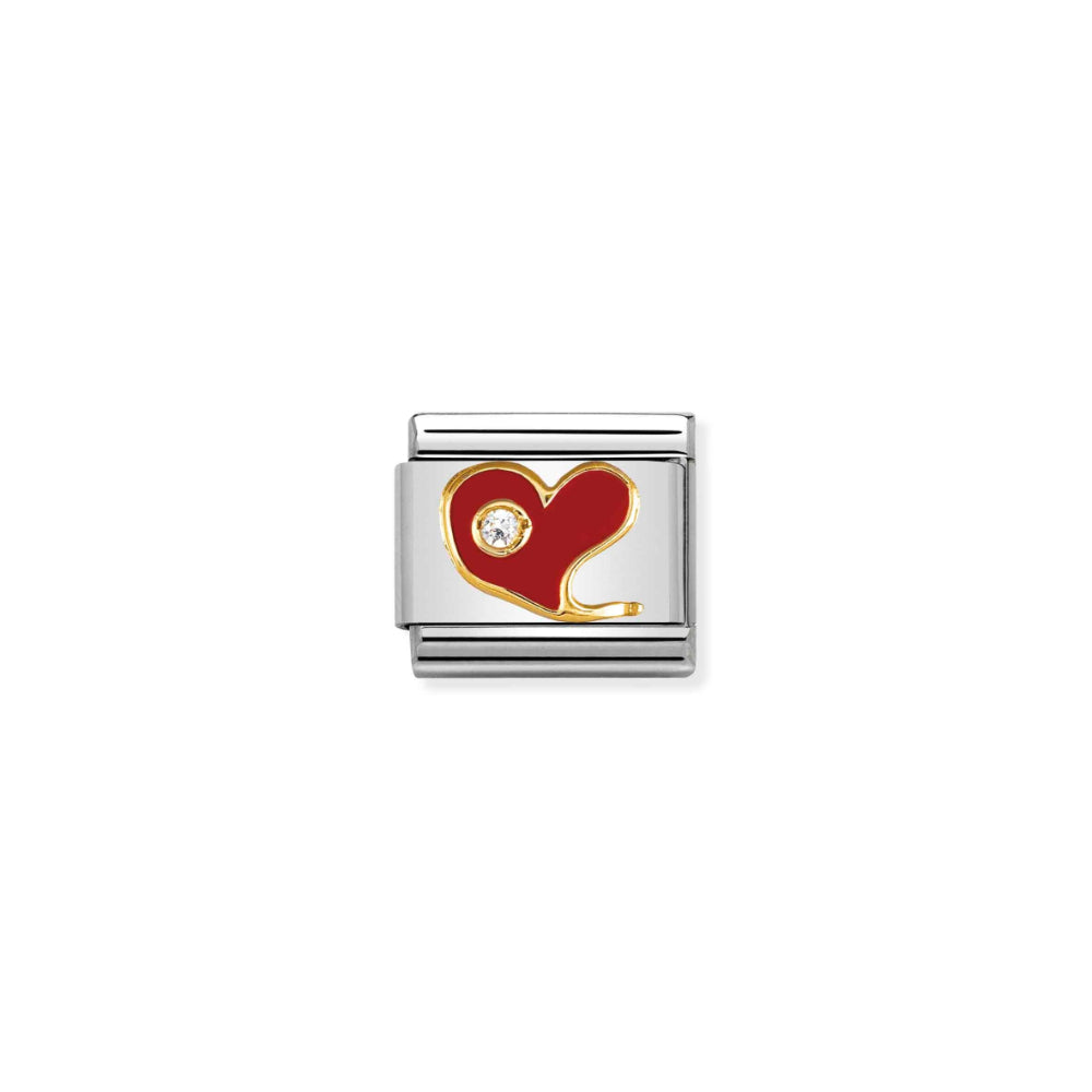 Nomination Silver and Gold Composable Cubic Zirconia Red Heart Charm Link image