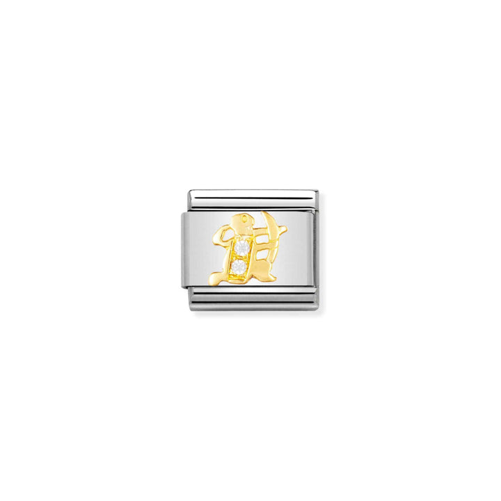 Nomination Silver and Gold Composable Cubic Zirconia Sagittarius Stone Charm Link image