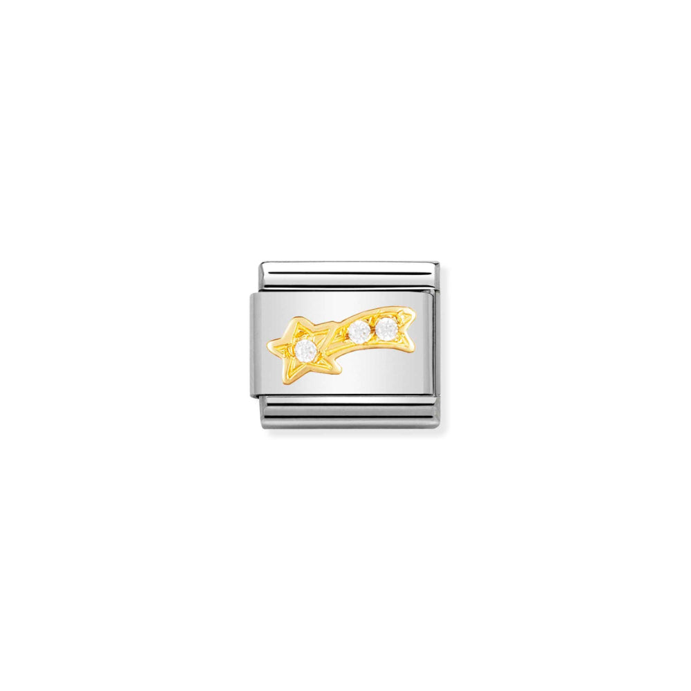 Nomination Silver and Gold Composable Cubic Zirconia Shooting Star with Stones Charm Link image