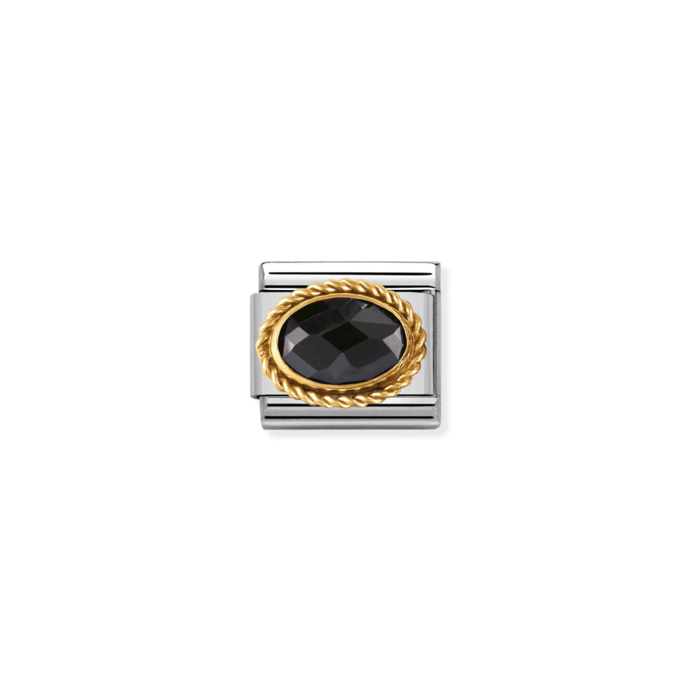 Nomination Silver and Gold Composable Cubic Zirconia Stainless Steel Oval Stones Charm Link image