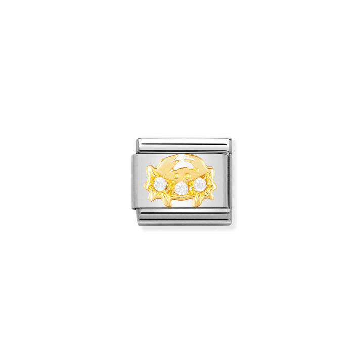 Nomination Silver and Gold Composable Cubic Zirconia Zodiac Cancer Charm Link image