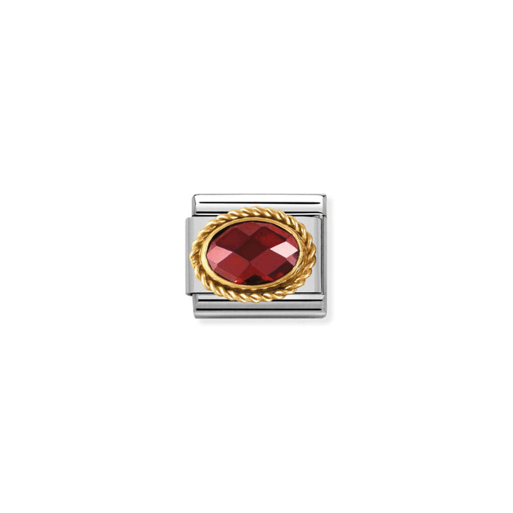 Nomination Silver and Gold Composable Faceted Cubic Zirconia Oval Stones Charm Link image
