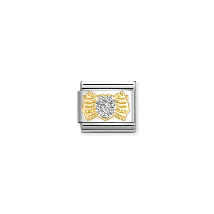 Nomination Silver and Gold Composable Heart Bow Glitter Charm Link image