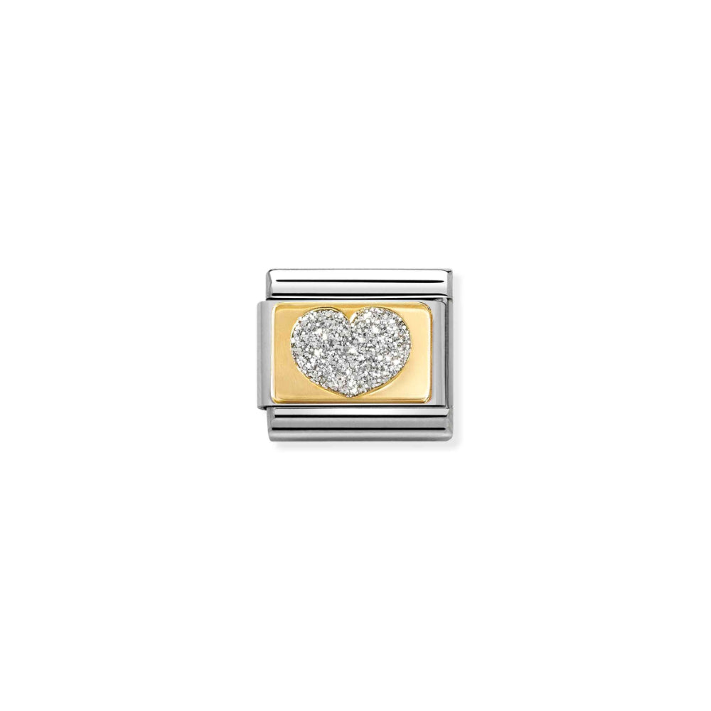 Nomination Silver and Gold Composable Heart Plate Glitter Charm Link image