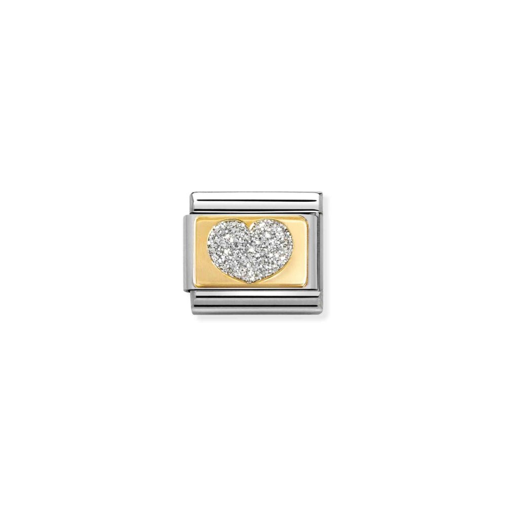 Nomination Silver and Gold Composable Heart Plate Glitter Charm - MococoNomination030224/098033497553034Charms