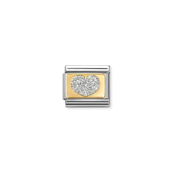 Nomination Silver and Gold Composable Heart Plate Glitter Charm - MococoNomination030224/098033497553034Charms
