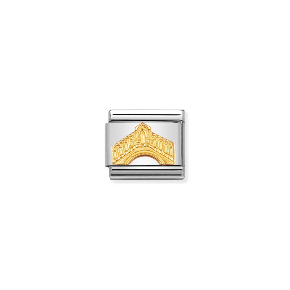 Nomination Silver and Gold Composable Italian Monument Symbol Rialto Bridge Charm Link image