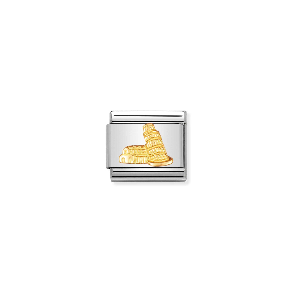 Nomination Silver and Gold Composable Italian Monument Symbol Tower of Pisa Charm Link image