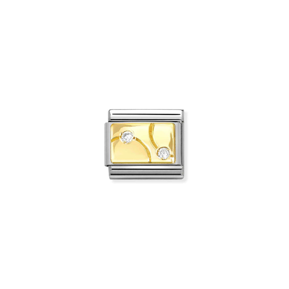 Nomination Silver and Gold Composable Lab-Grown Curves Plate with Diamonds Charm Link image
