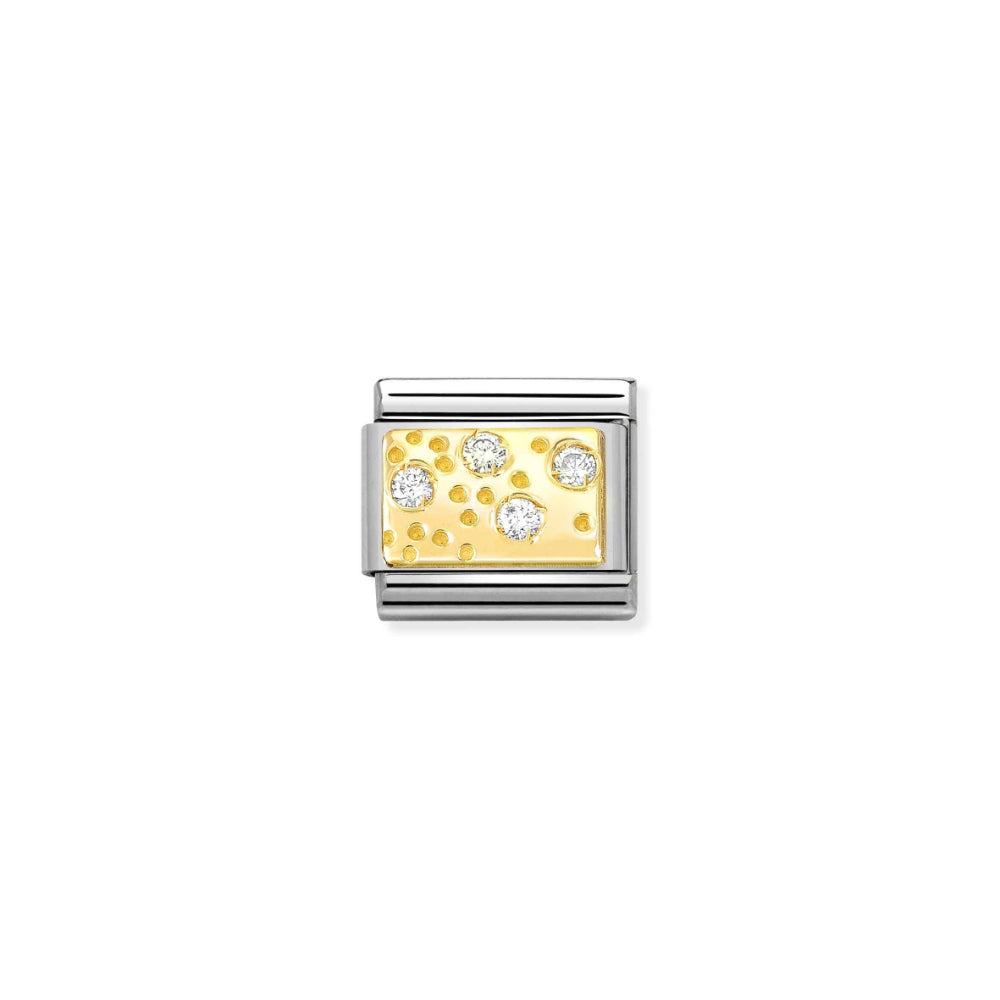 Nomination Silver and Gold Composable Lab-Grown Dots Plate with Diamonds Charm Link image