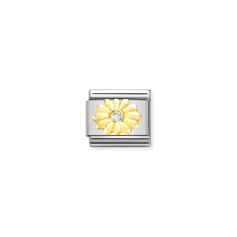 Nomination Silver and Gold Composable Lab-Grown Flower with Diamond Charm Link image