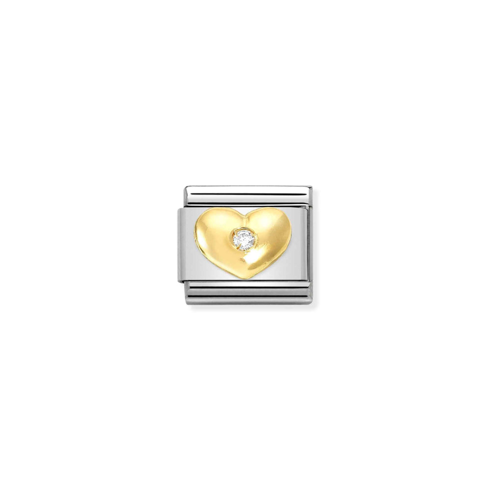 Nomination Silver and Gold Composable Lab-Grown Heart with Diamond Charm Link image