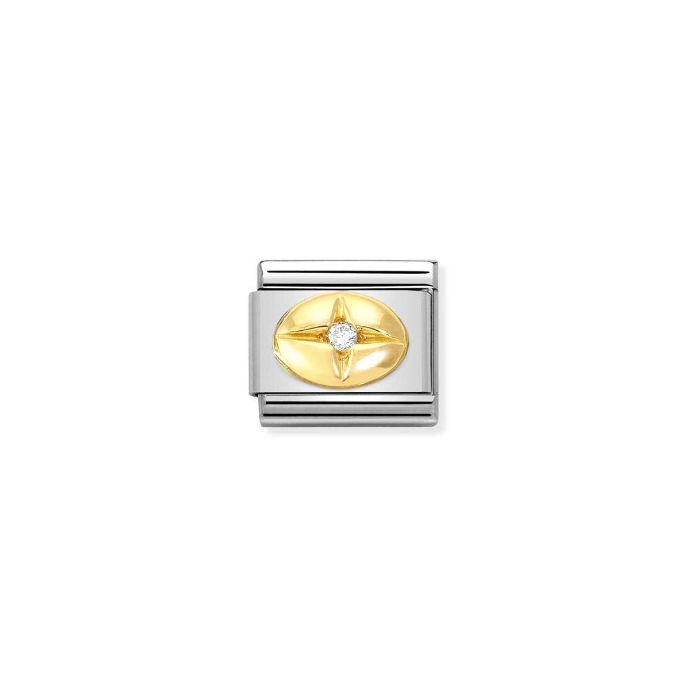 Nomination Silver and Gold Composable Lab-Grown Oval with Diamond Charm Link image