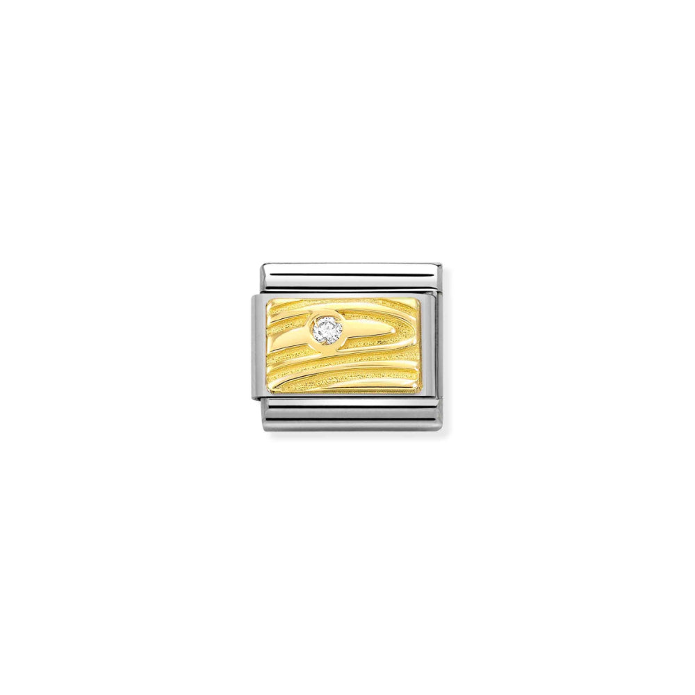 Nomination Silver and Gold Composable Lab-Grown Textured Plate with Diamond Charm Link image