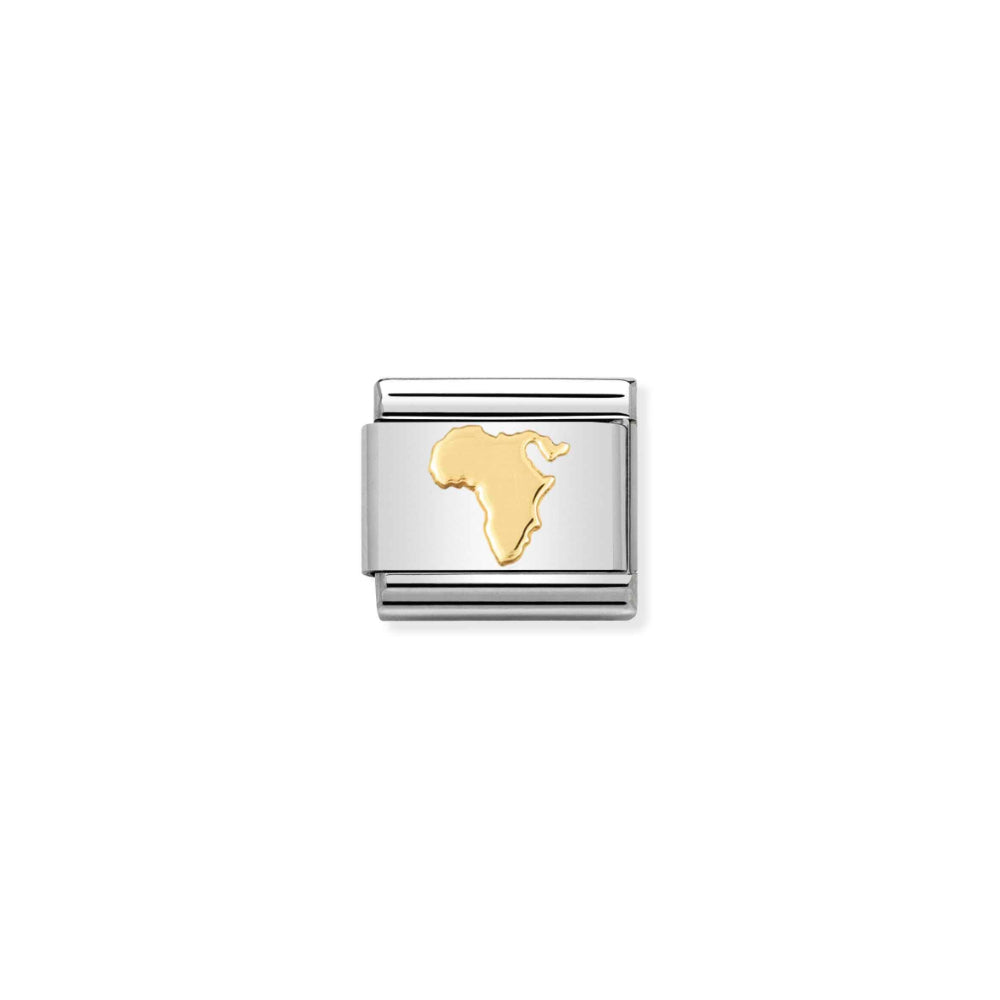 Nomination Silver and Gold Composable Map of Africa Charm Link image