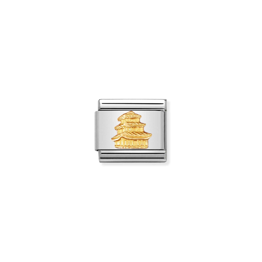 Nomination Silver and Gold Composable Monument Symbol Pagoda Charm Link image