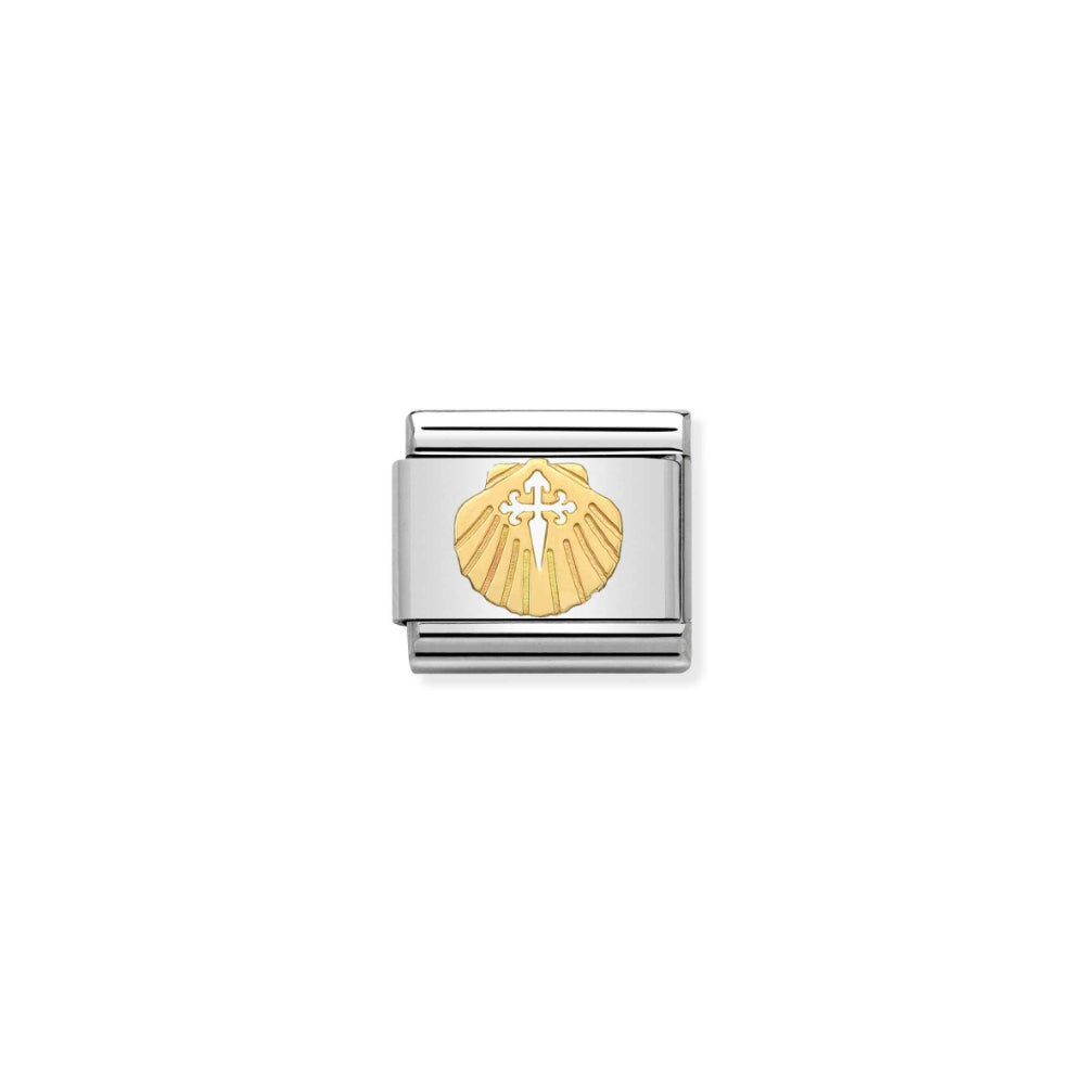 Nomination Silver and Gold Composable Relief Monument Shell Cross of Santiago Charm Link image