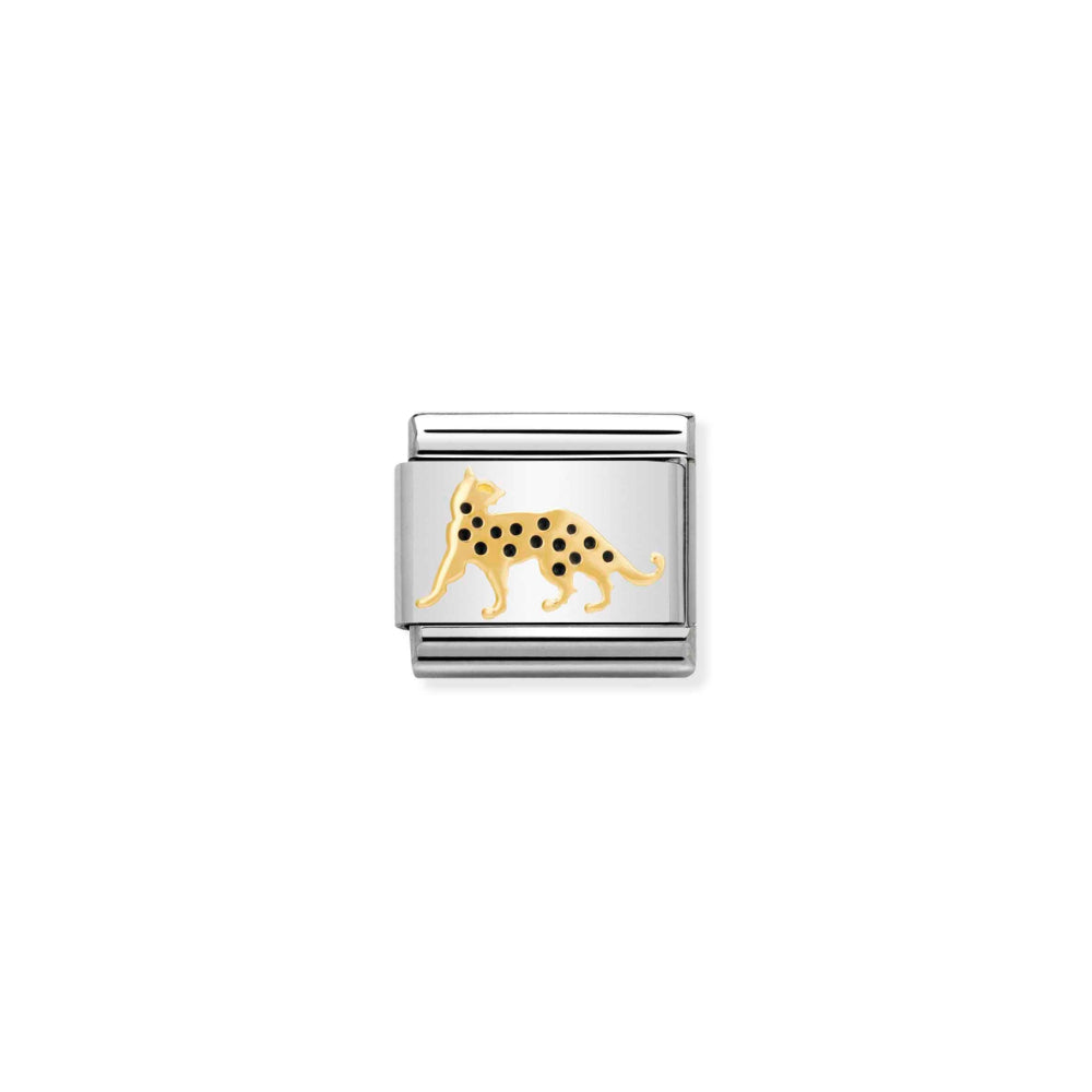 Nomination Silver and Gold Composable Savannah Animals Leopard Charm Link image