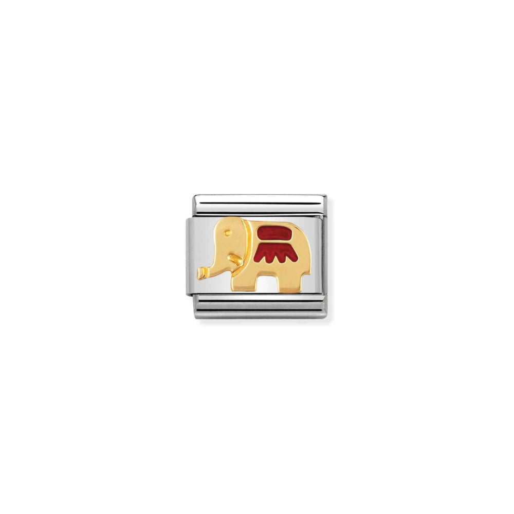 Nomination Silver and Gold Composable Savannah Animals Red Elephant Charm Link image