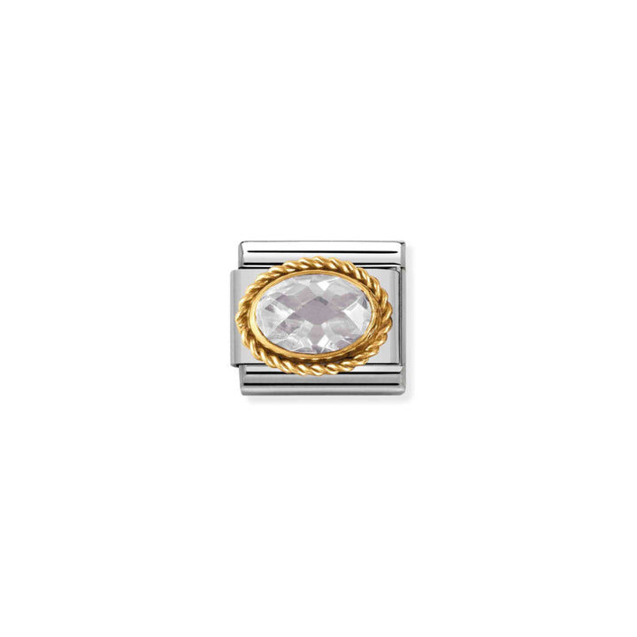 Nomination Silver and Gold Composable Stainless Steel Cubic Zirconia Oval Stones Charm Link image