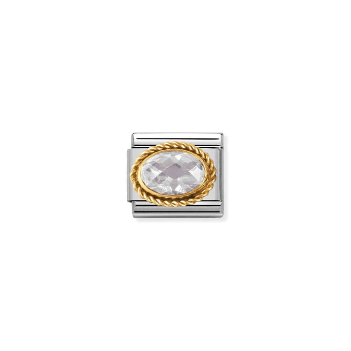 Nomination Silver and Gold Composable Stainless Steel Cubic Zirconia Oval Stones Charm - MococoNomination030602/0108033497114198Charms