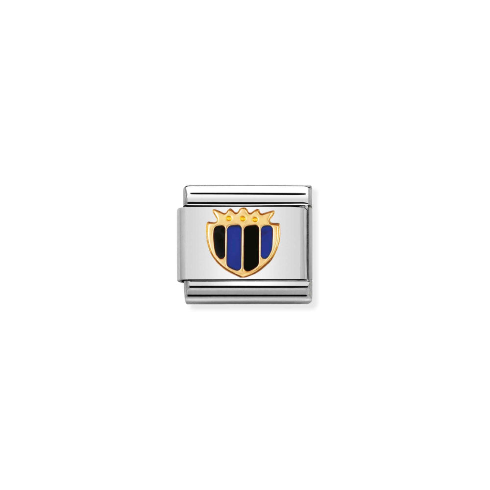 Nomination Silver and Gold Composable Stainless Steel My Football Team Shield Charm Link image