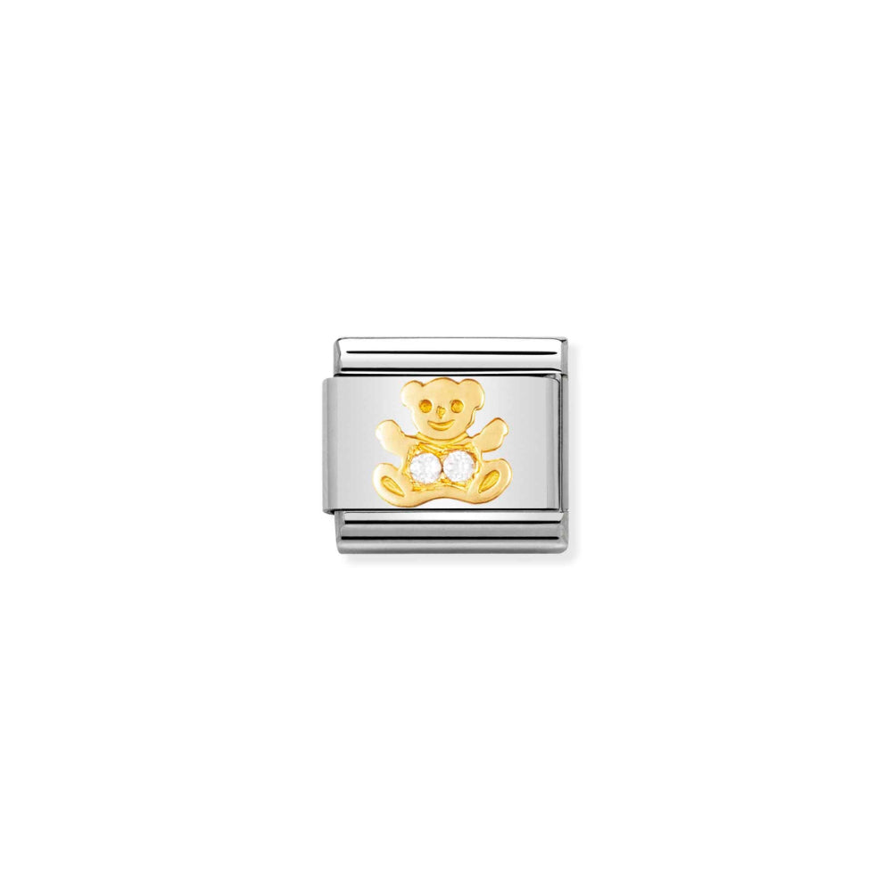Nomination Silver and Gold Composable Symbol Bear with Stones Cubic Zirconia Charm Link image