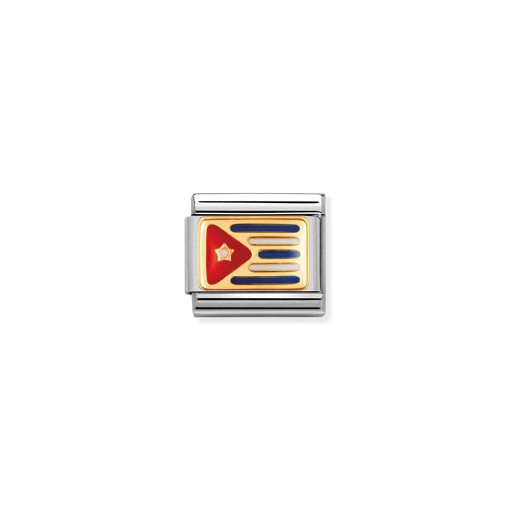 Nomination Silver and Gold Composable Symbol Cuba Flag Charm Link image