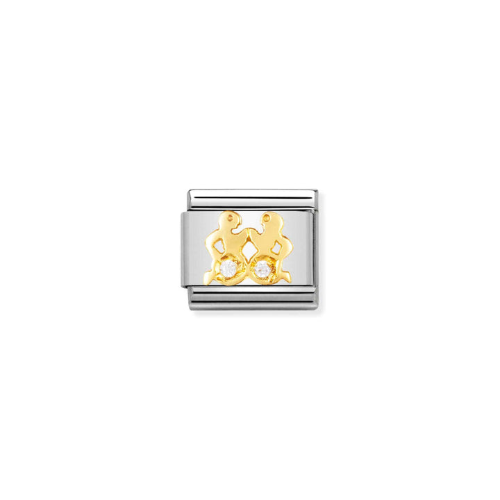 Nomination Silver and Gold Composable Zodiac Cubic Zirconia Gemini Charm Link image