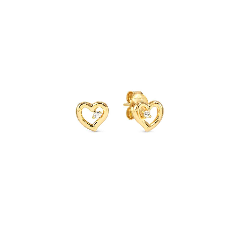 Nomination Silver and Gold Dreams Beats Cubic Zirconia Heart Earrings Image