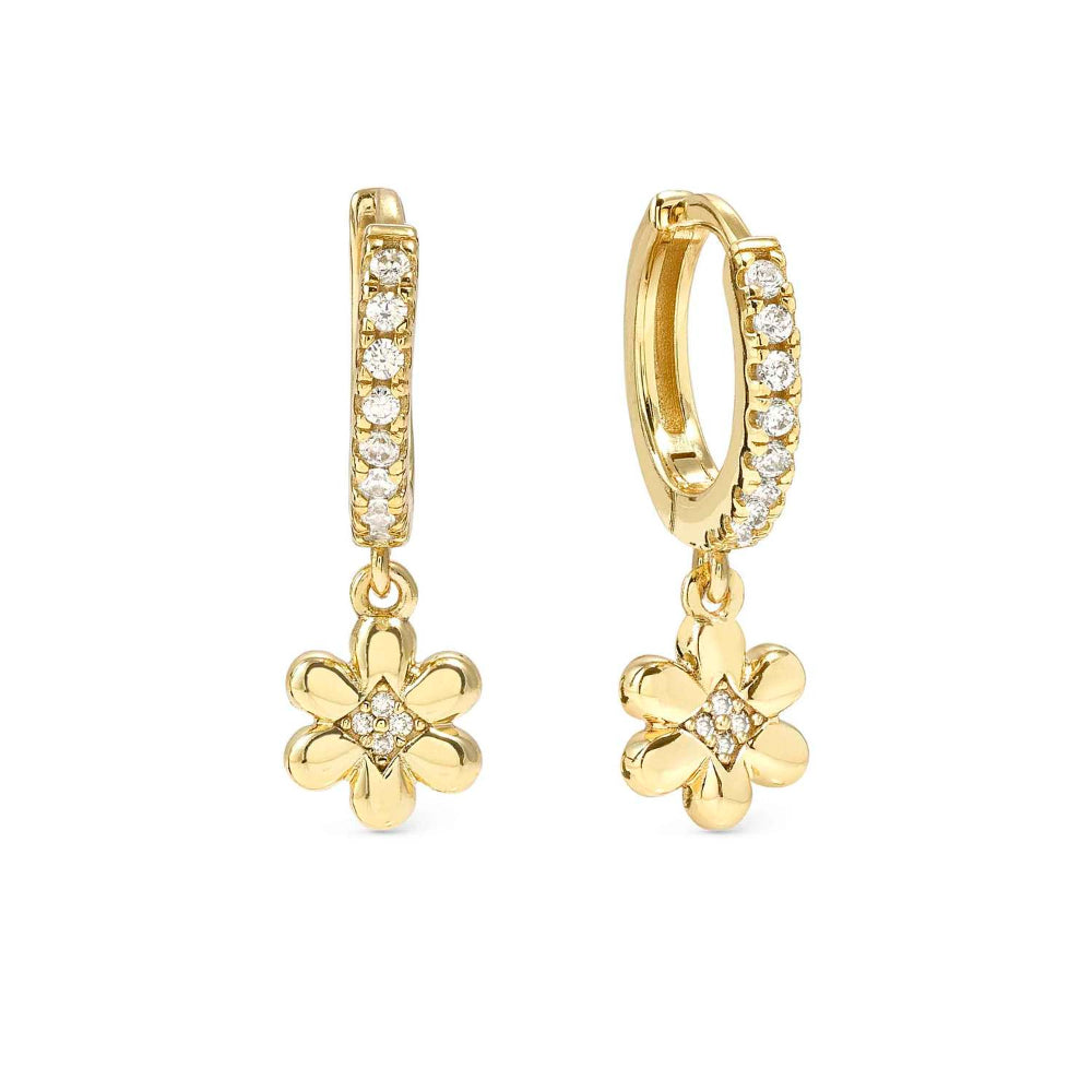 Nomination Silver and Gold Petit Sparkle Cubic Zirconia Flower Hoop Earrings Image