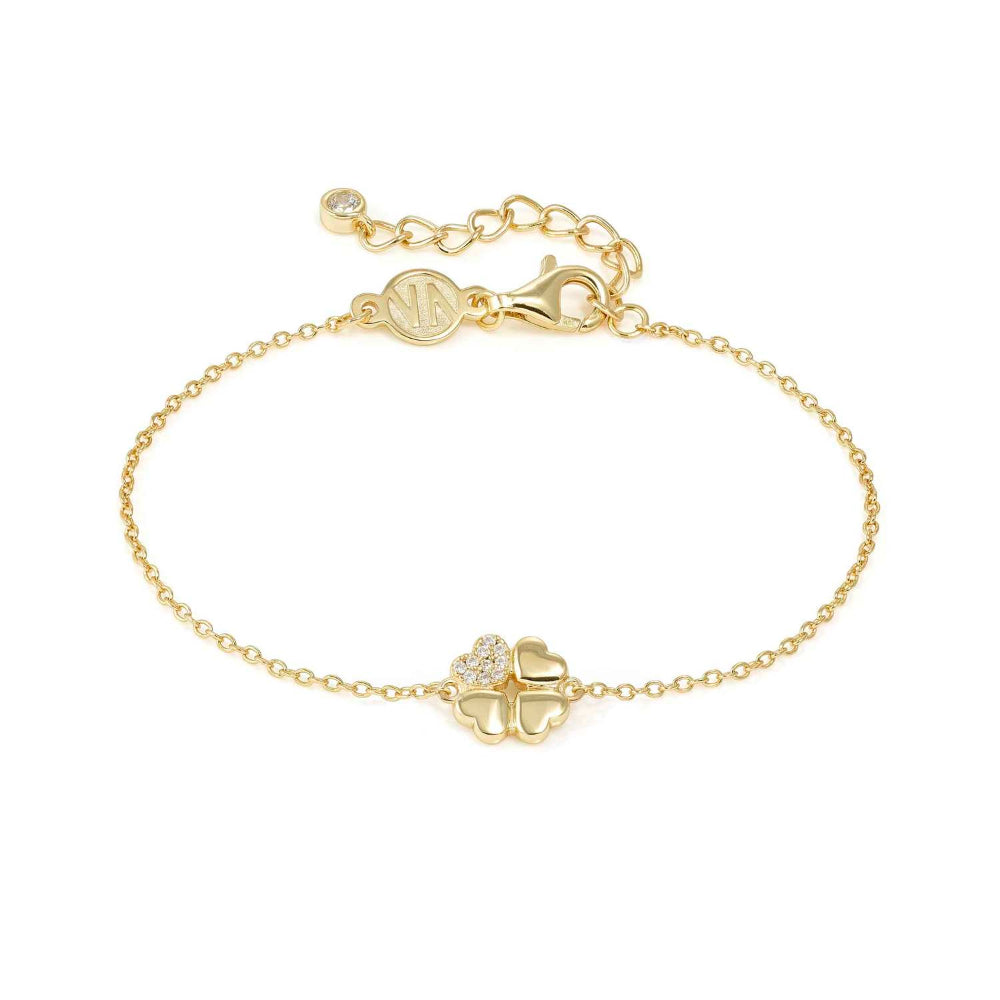 Nomination Silver and Gold Petit Sparkle Cubic Zirconia Four-Leaf Clover Bracelet Image