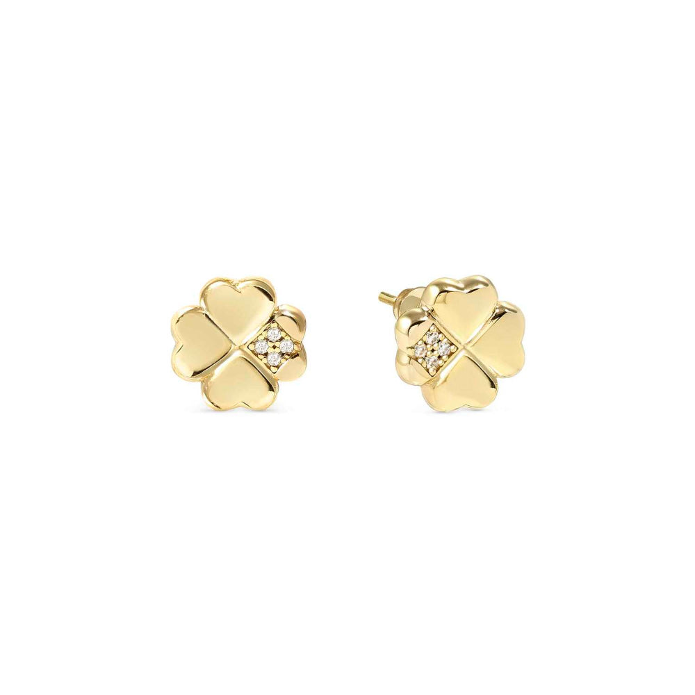 Nomination Silver and Gold Petit Sparkle Cubic Zirconia Four-Leaf Clover Earrings Image