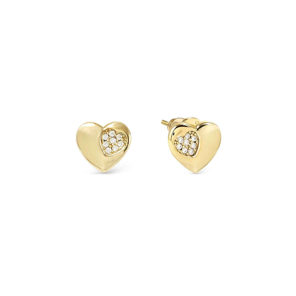 Nomination Silver and Gold Petit Sparkle Cubic Zirconia Heart Earrings Image