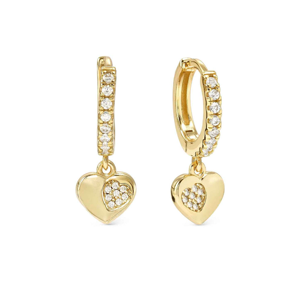 Nomination Silver and Gold Petit Sparkle Cubic Zirconia Heart Hoop Earrings Image