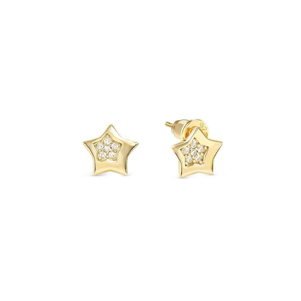 Nomination Silver and Gold Petit Sparkle Cubic Zirconia Star Earrings Image