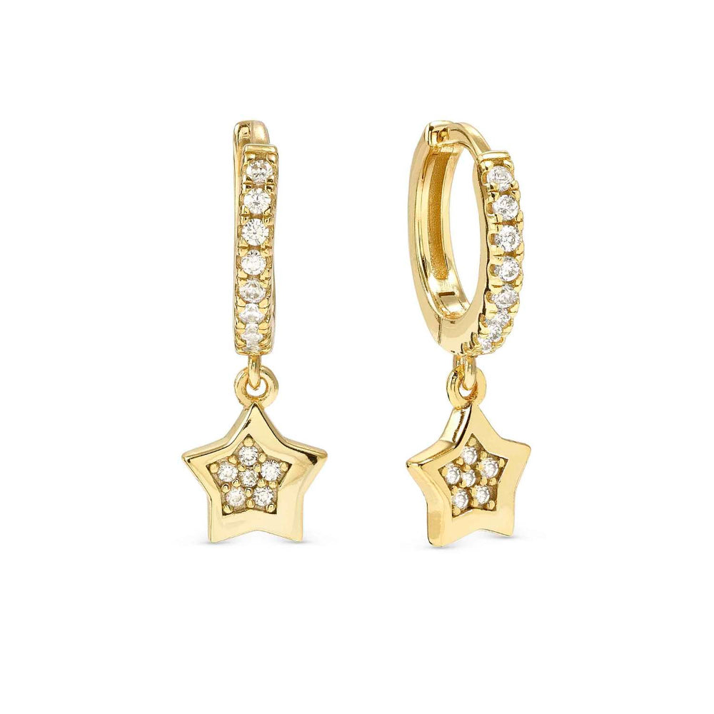 Nomination Silver and Gold Petit Sparkle Cubic Zirconia Star Hoop Earrings Image