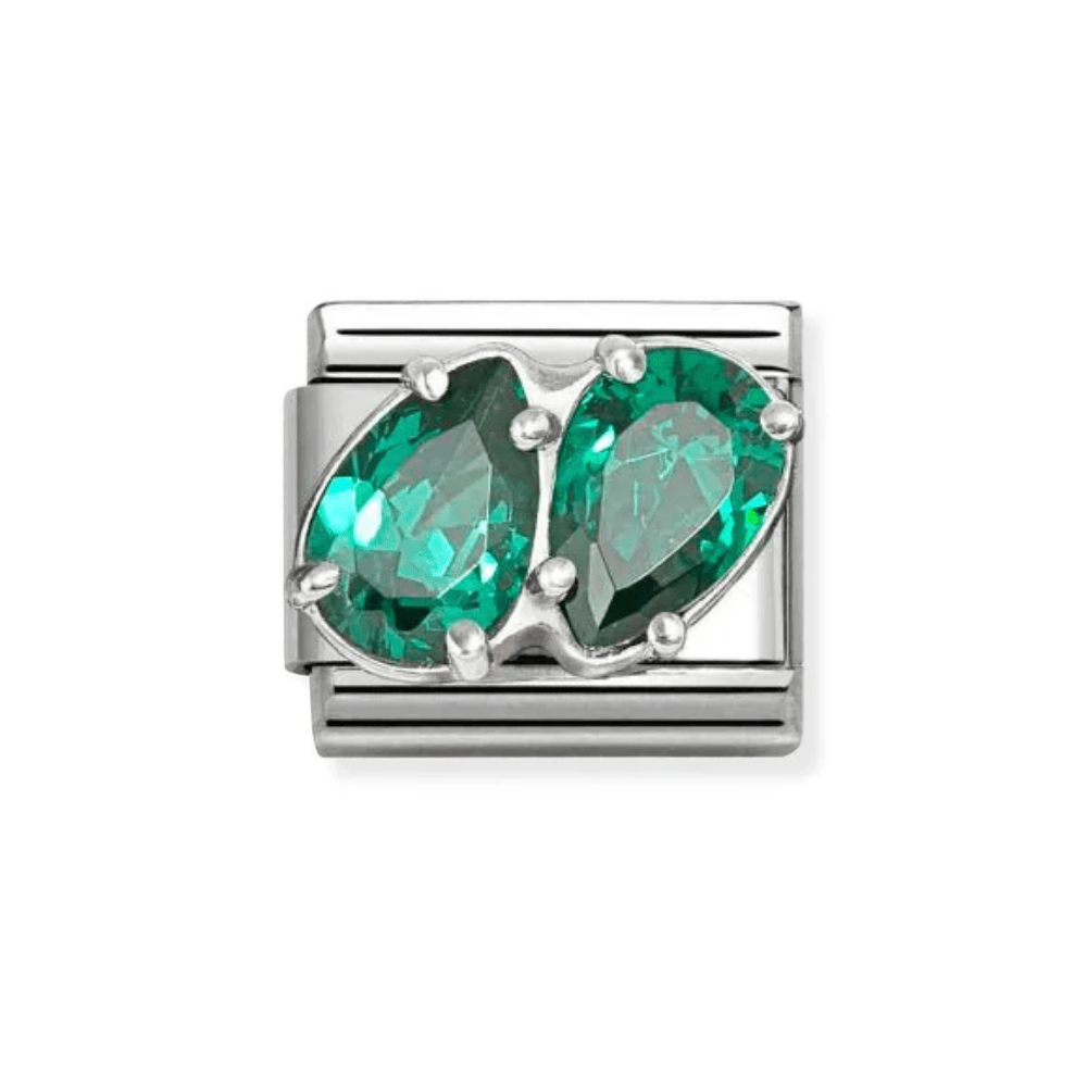 Nomination Silver and Green Classic Love , CZ and Double Drops Charm - MococoNomination330329/128033497568908Charms