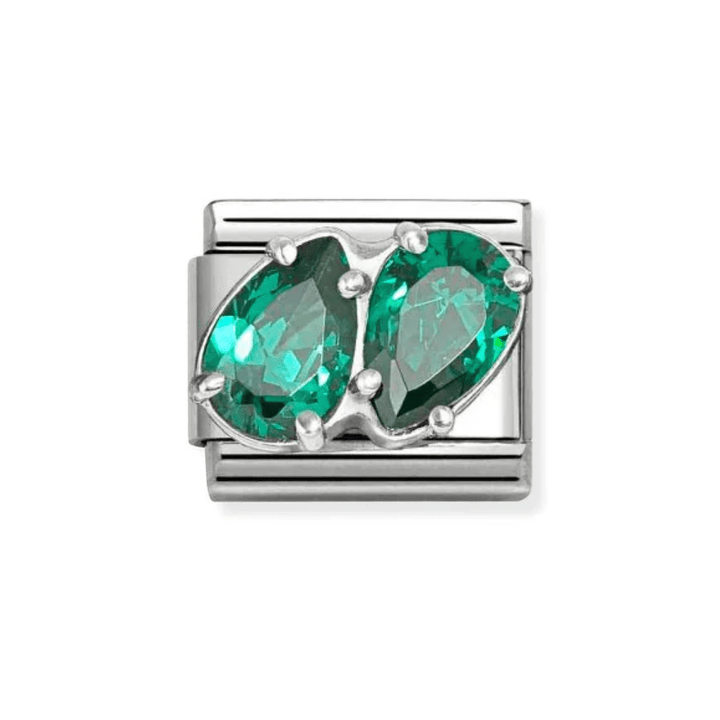 Nomination Silver and Green Classic Love , CZ and Double Drops Charm - MococoNomination330329/128033497568908Charms