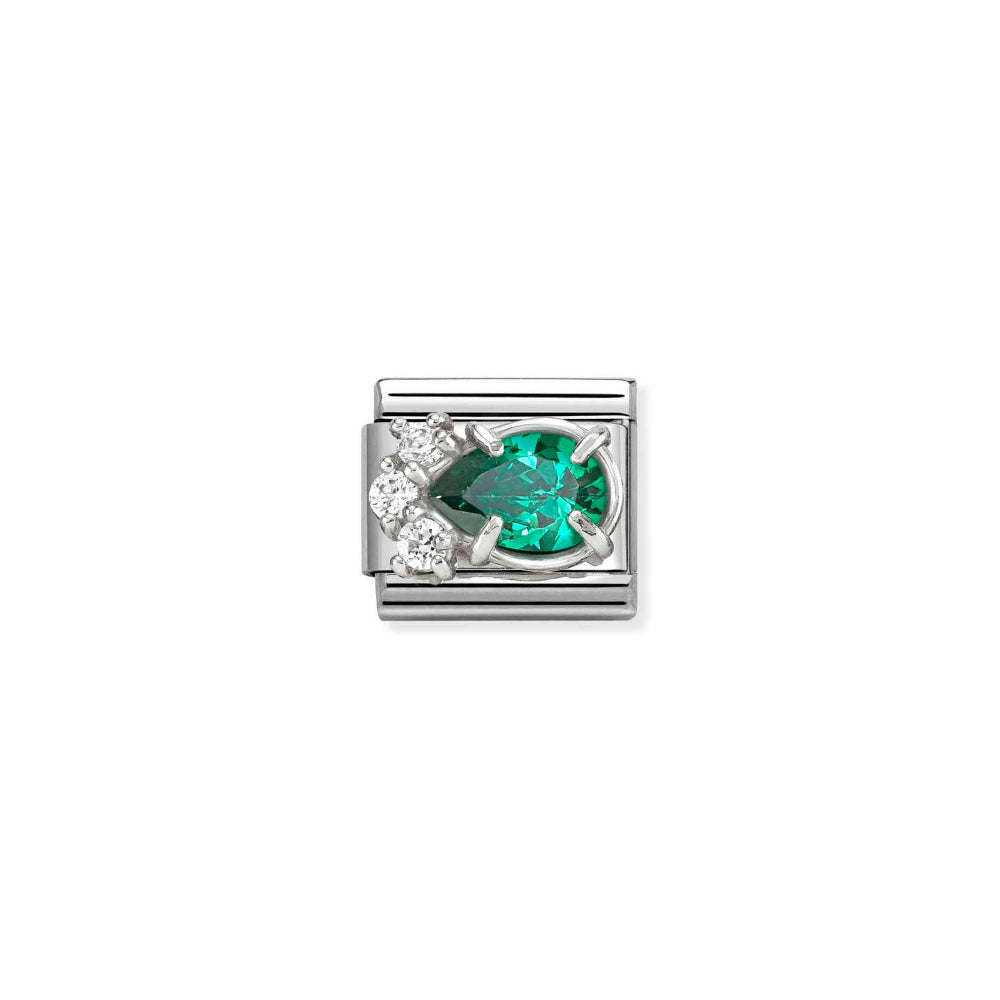 Nomination Silver and Green Composable Classic Love Steel, CZ and Drop Charm Image